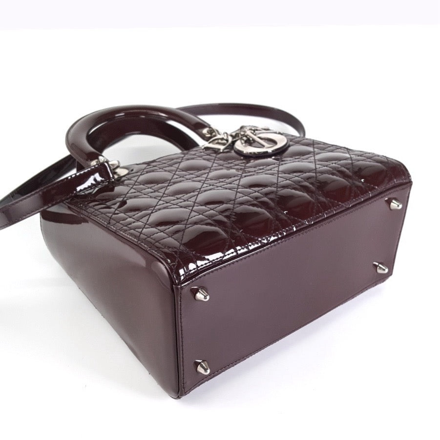 Dior - Lady Dior - Patent leather - Burgundy - (medium)