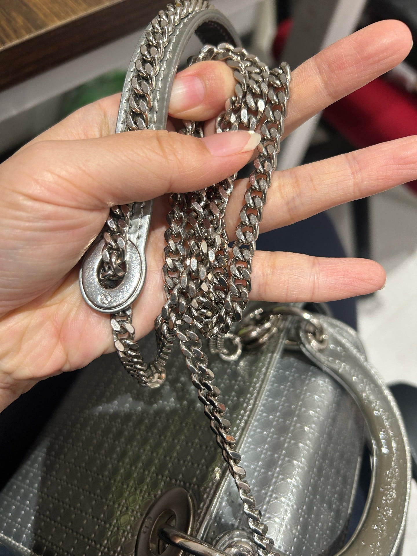 Dior - Lady Dior - Patent leather - Silver - (mini)