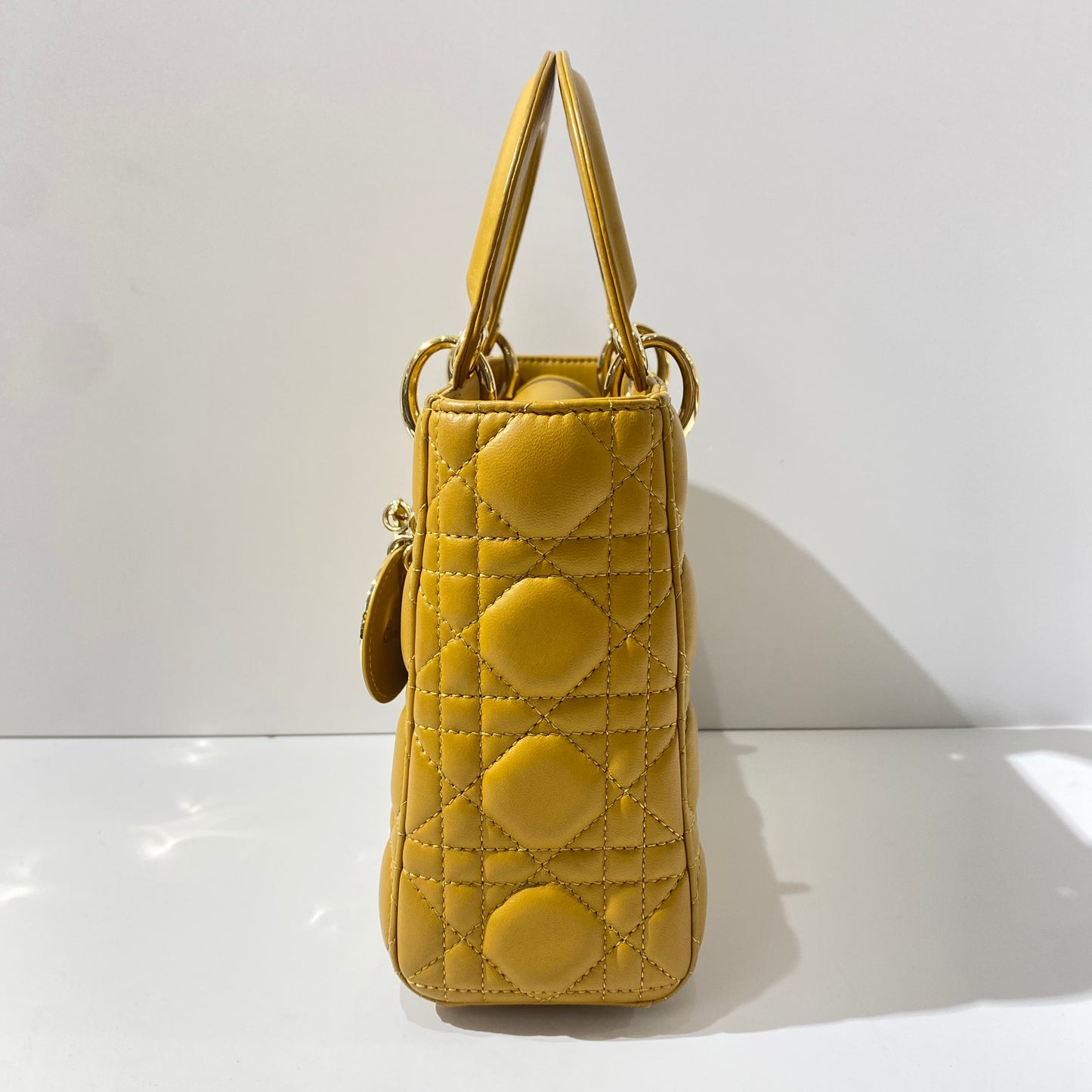 Dior - Lady Dior (Small) - Lambskin leather - Yellow with Gold-Tone Hardware - (Small)