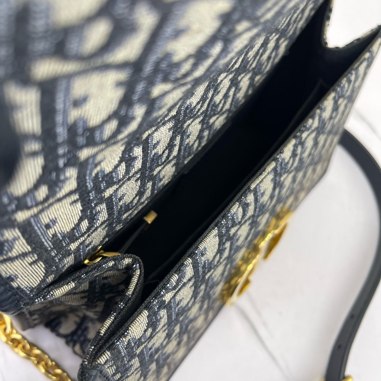 Dior - Montaigne 30 - Dior Oblique canvas with navy leather trim - Navy - (small)