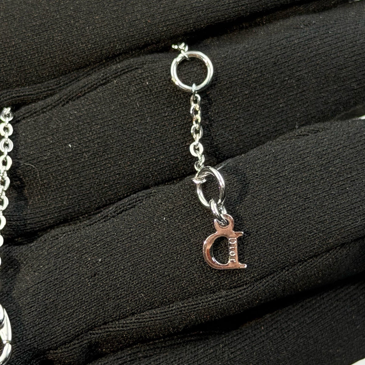 Dior - Other - Silver-tone metal with pink beads; bead material is unknown. - Multicolour