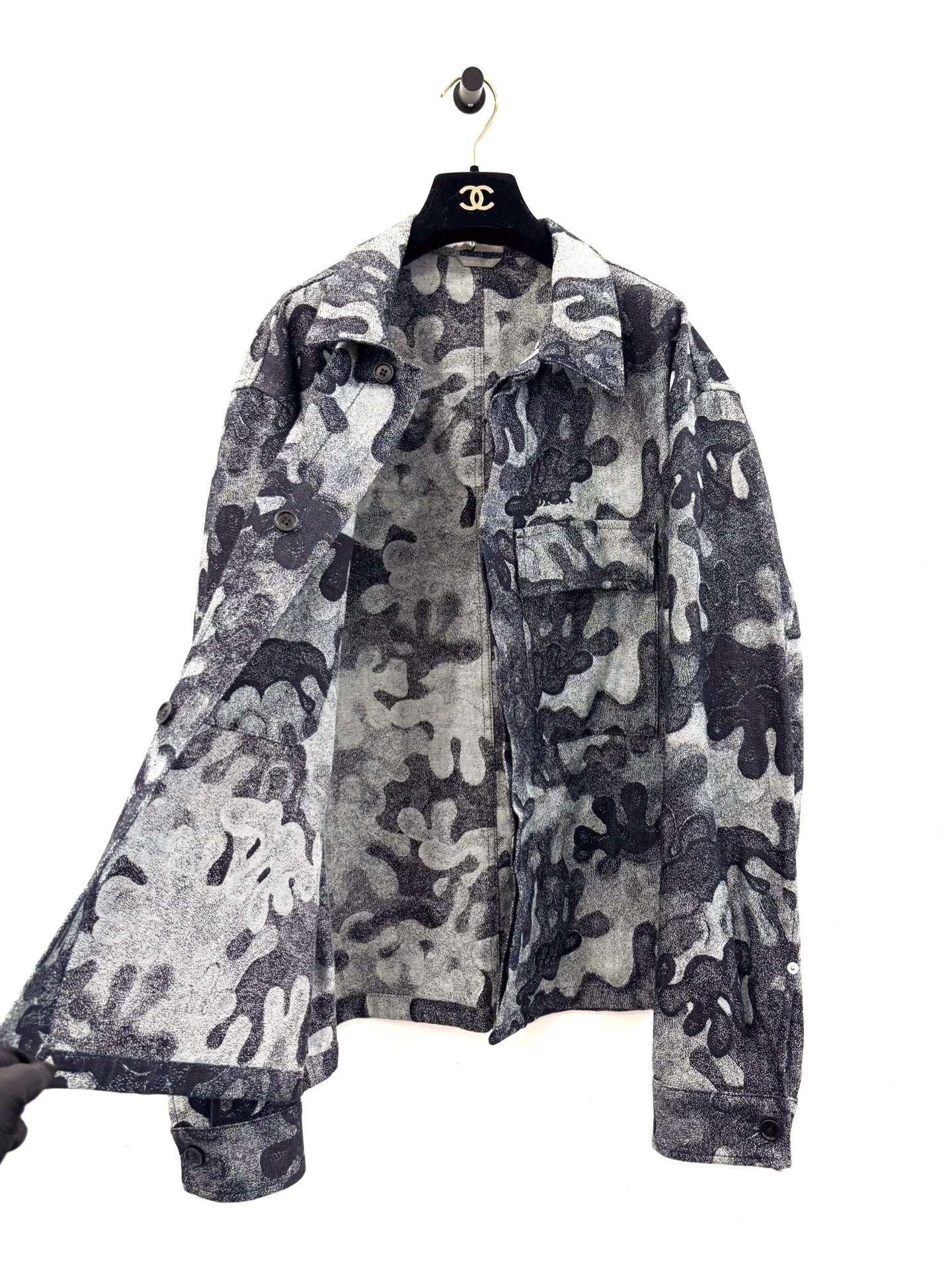 Dior - Peter Doig Collaboration Camouflage Logo Denim Jacket - Cotton denim with polyester embroidery - Black and Grey - (50)