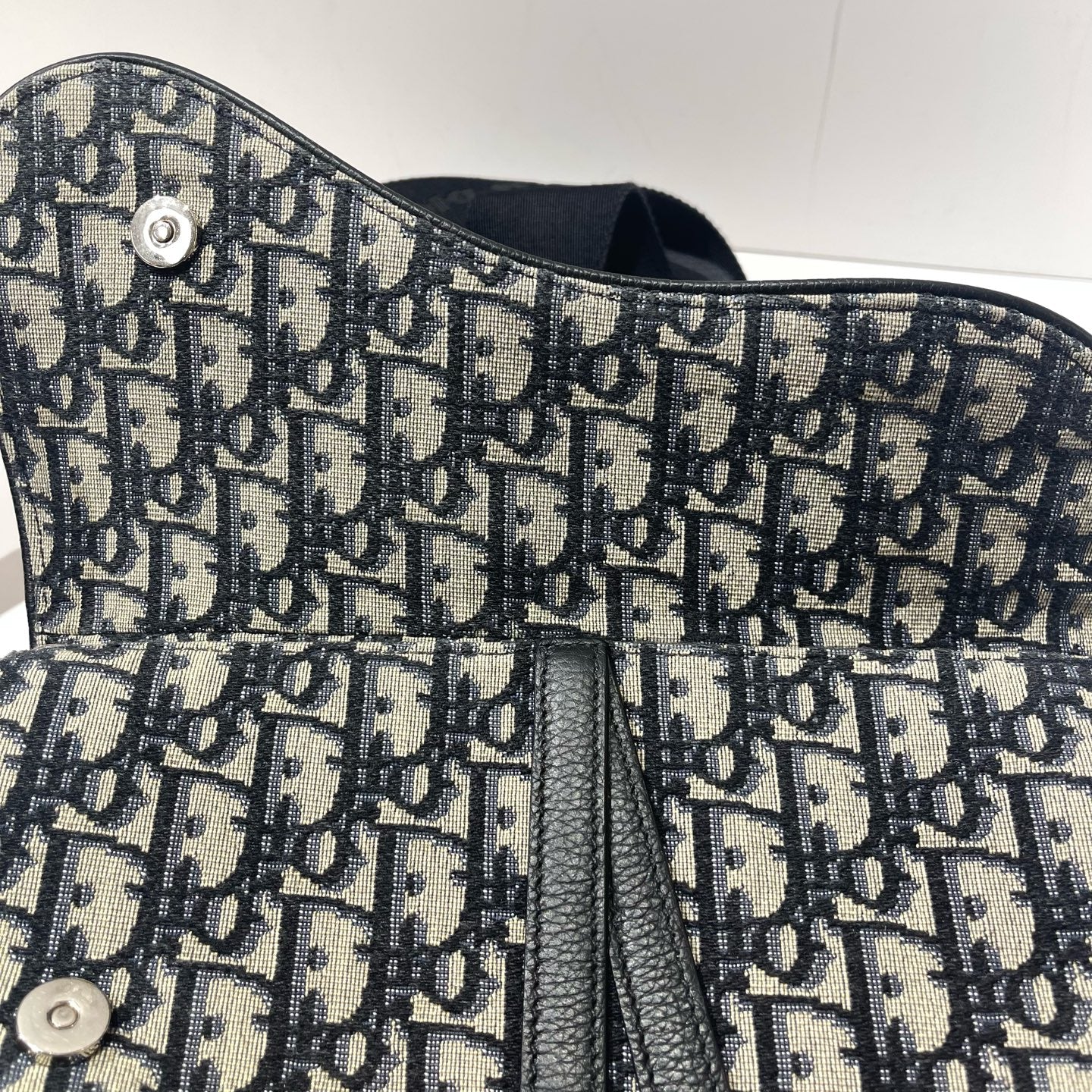 Dior - Saddle Belt Bag - Oblique jacquard canvas with calfskin leather trim - Blue with Black accents - (Small)