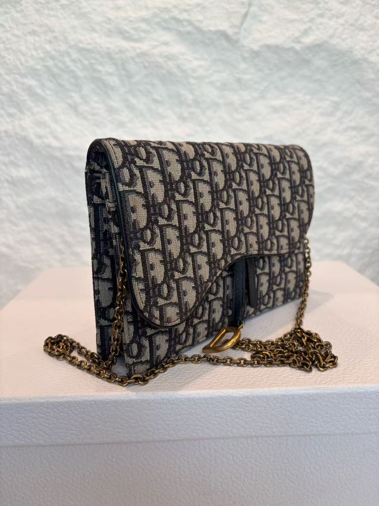 Dior - Saddle - Oblique embroidered fabric - Navy - (mini)