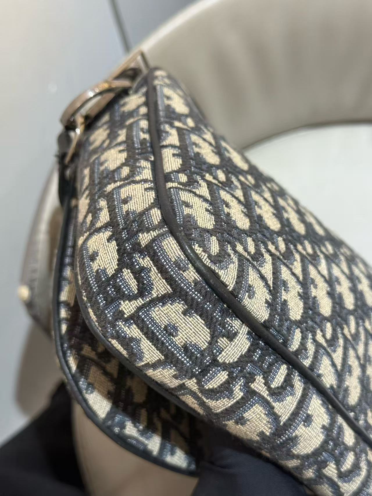 Dior - Saddle Oblique Three-in-One Bag - Oblique jacquard canvas with leather trim - Grey with Black and Beige accents - (Small)