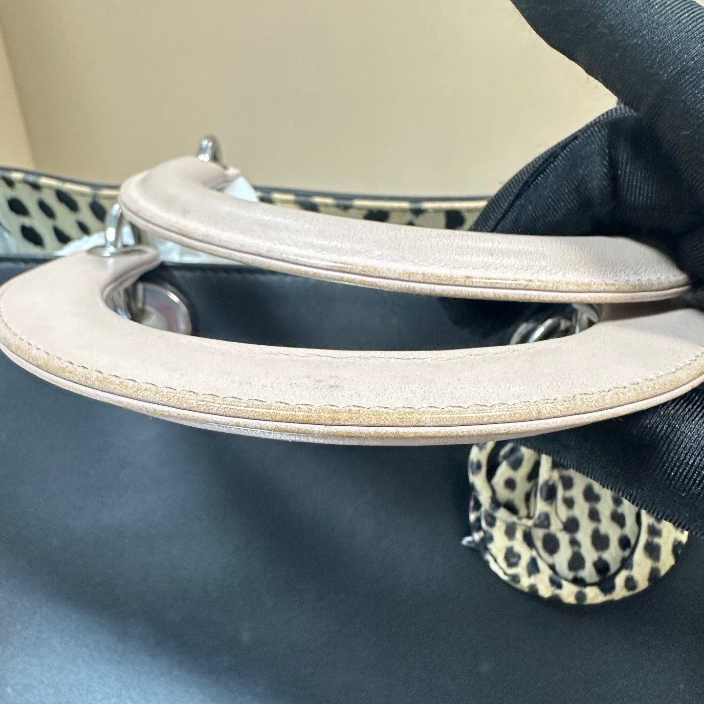 Dior - Tote Bag - Black cowhide leather with snakeskin side panels - Black - (medium)