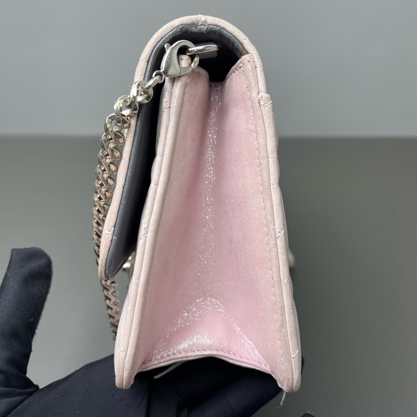 Dior - Wallet on Chain - Pearlescent leather - Pearlescent Pink-Purple with Silver-Tone Hardware - (small)