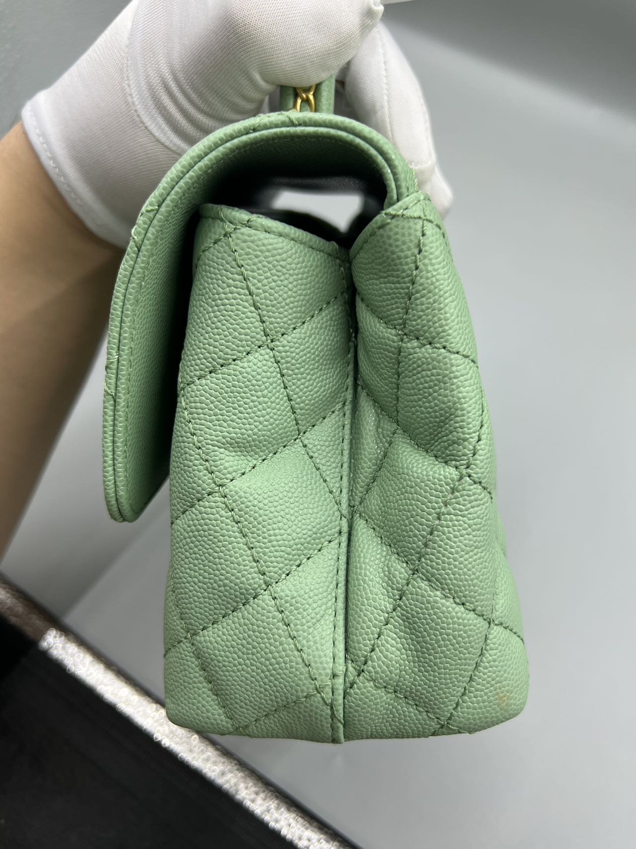 Chanel - Coco Handle Flap Bag - Grained calfskin leather - Pastel Green with Gold-Tone Hardware - (Small)