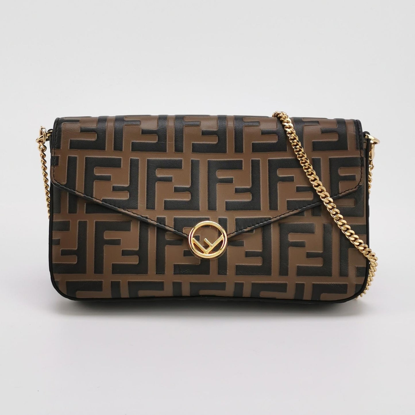 Fendi - Double F Monogram Shoulder Bag - Leather - Brown