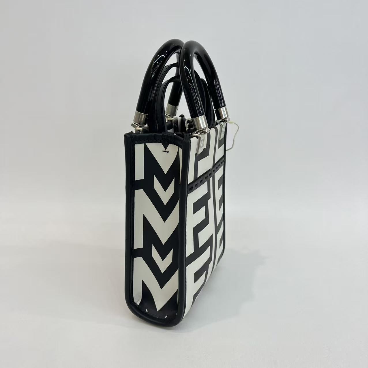 Fendi - Music Score Tote - Coated canvas with leather trim - Black and White - (mini)