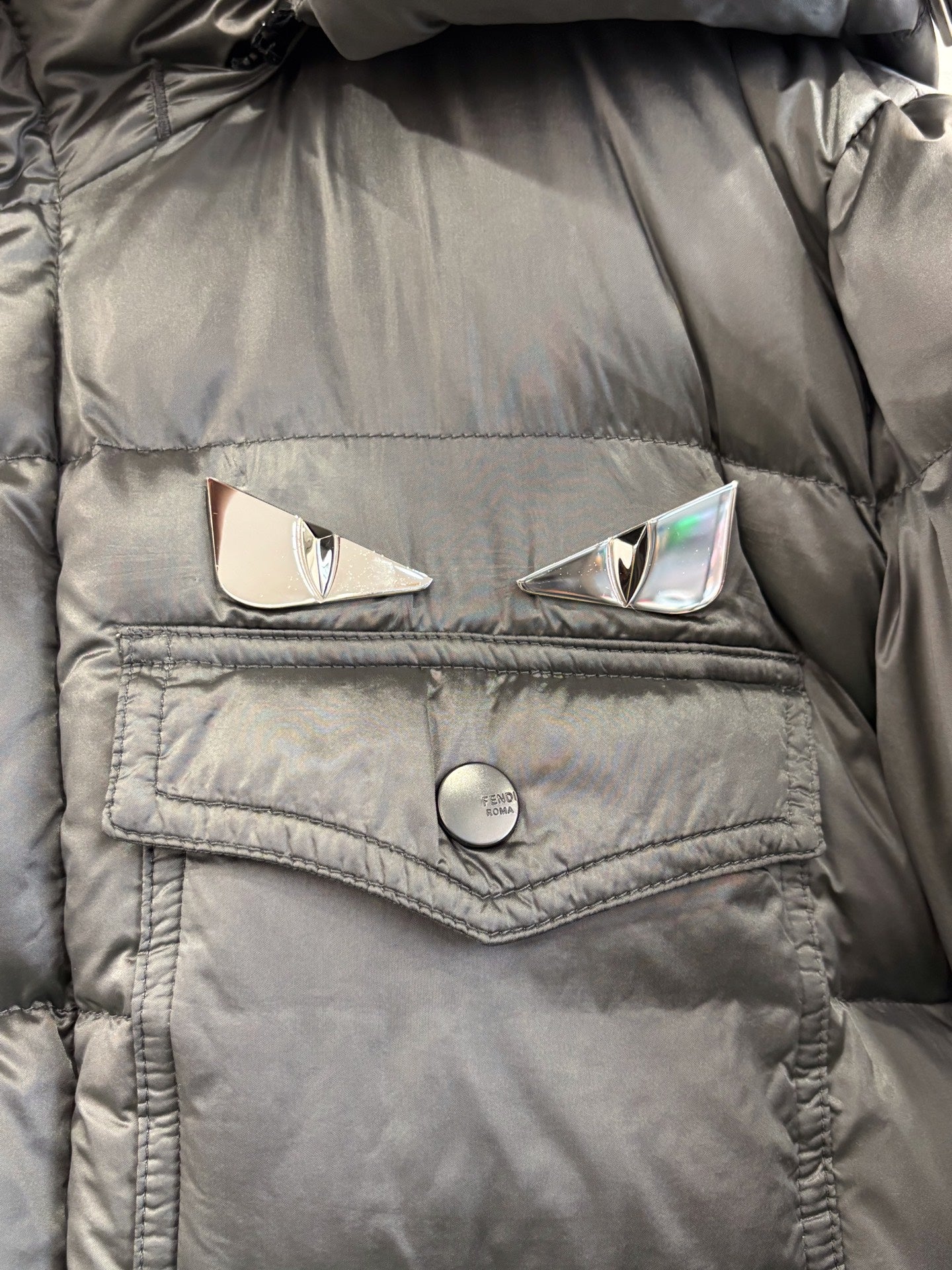Fendi - Owl Eye Down Jacket - Polyamide with goose down filling - Grey - (48)
