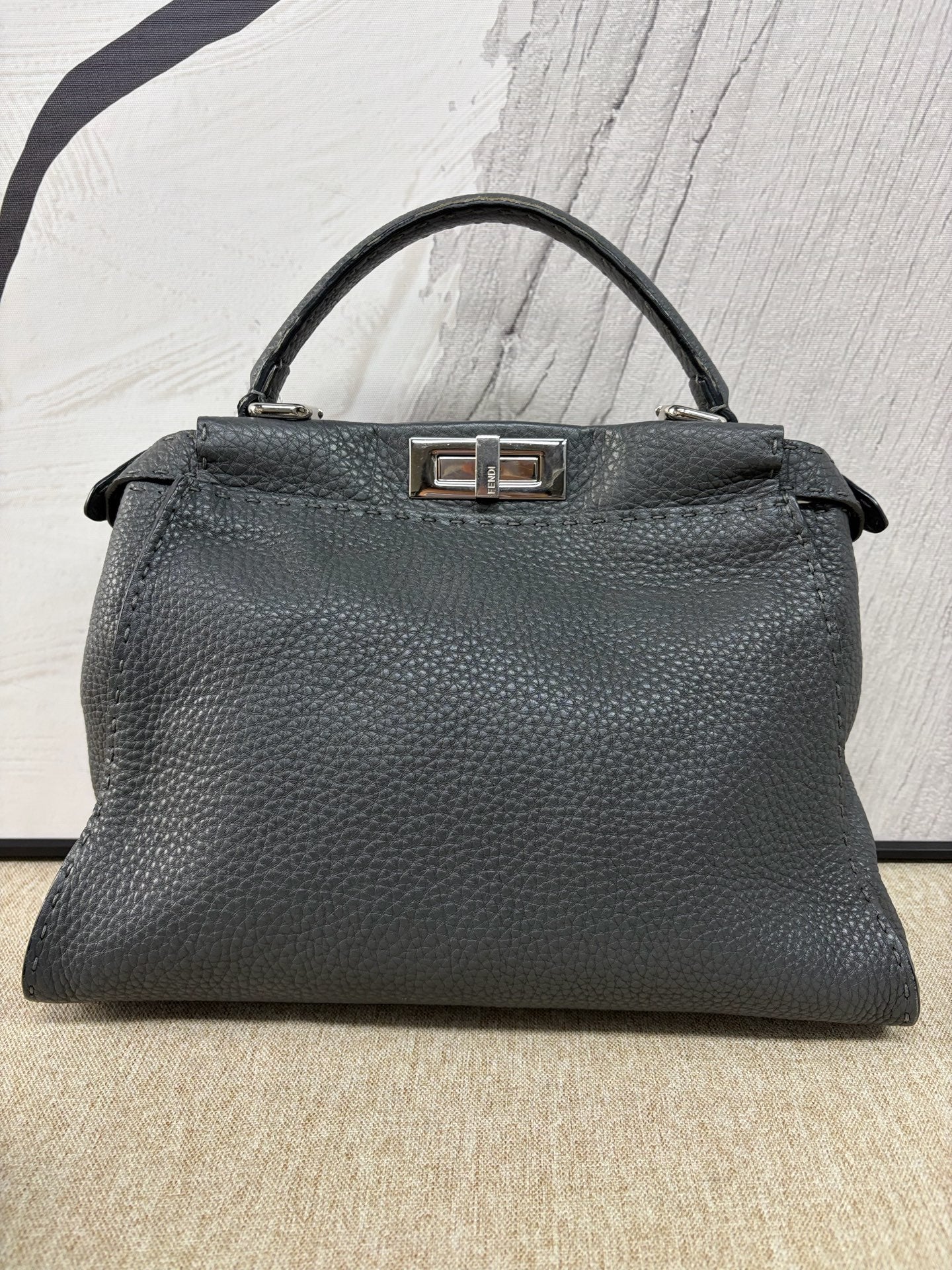 Fendi - Peekaboo - Leather - Grey with Silver-Tone Hardware - (small)
