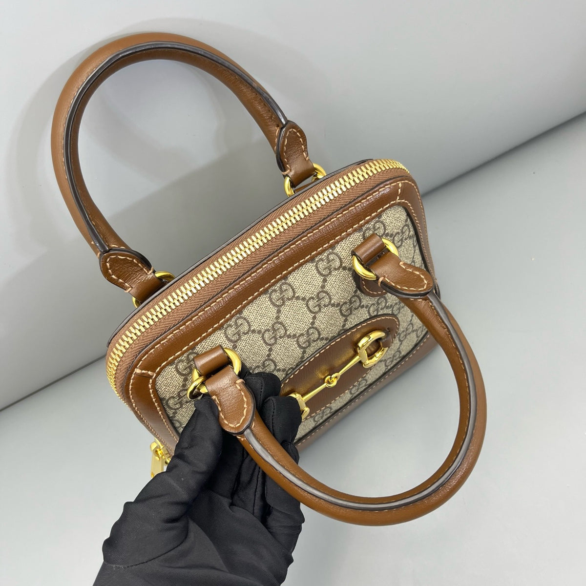 Gucci - 1955 Horsebit shell bag - Cloth - Brown - (mini)