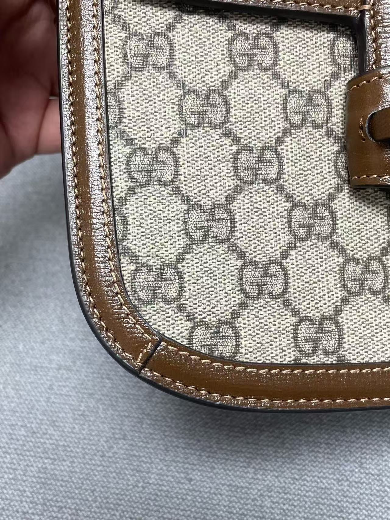 Gucci - 1955 Horsebit Shoulder Bag - GG Supreme canvas with leather trim - Brown - (medium)