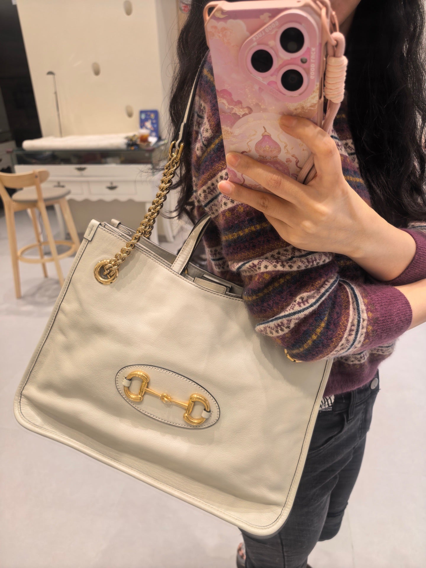 Gucci - 1955 Horsebit Tote - Leather - White - (large)