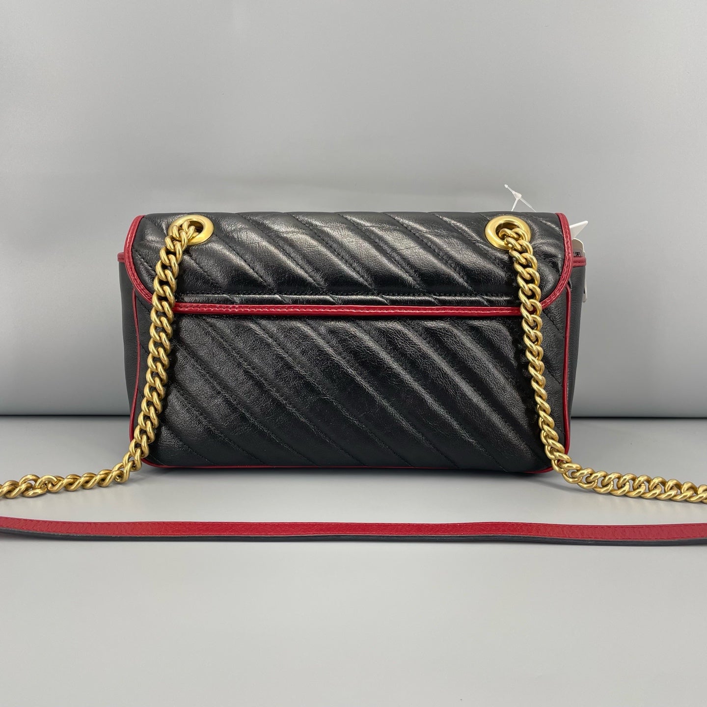 Gucci - GG Marmont Matelassé Mini Bag - Leather - Black with Red Accents - (small)