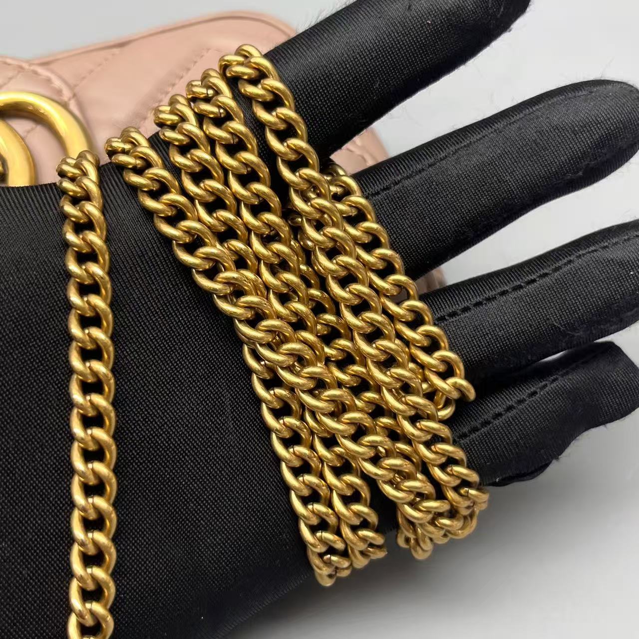 Gucci - GG Marmont Mini Chain Bag - Matelassé leather - Beige with Gold-Tone Hardware - (mini)