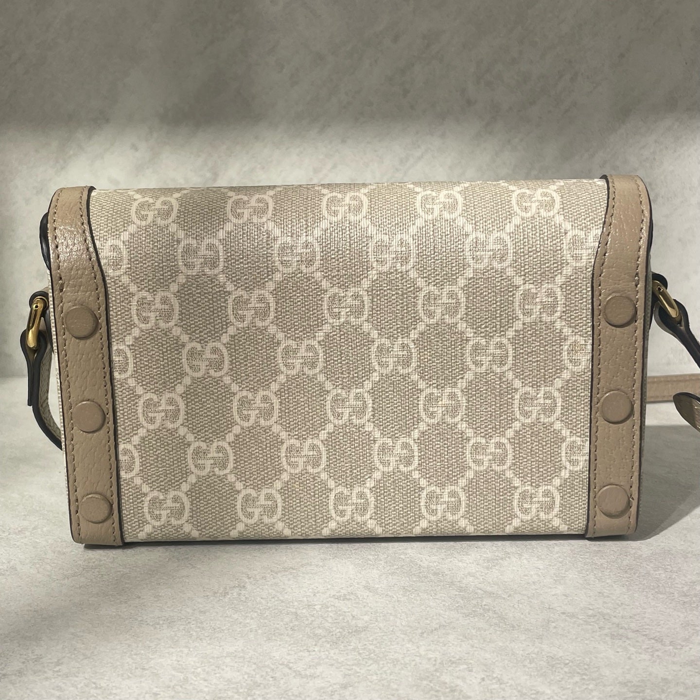Gucci - Horsebit 1955 Mini Shoulder Bag - GG Supreme canvas with leather trim - Beige - (mini)