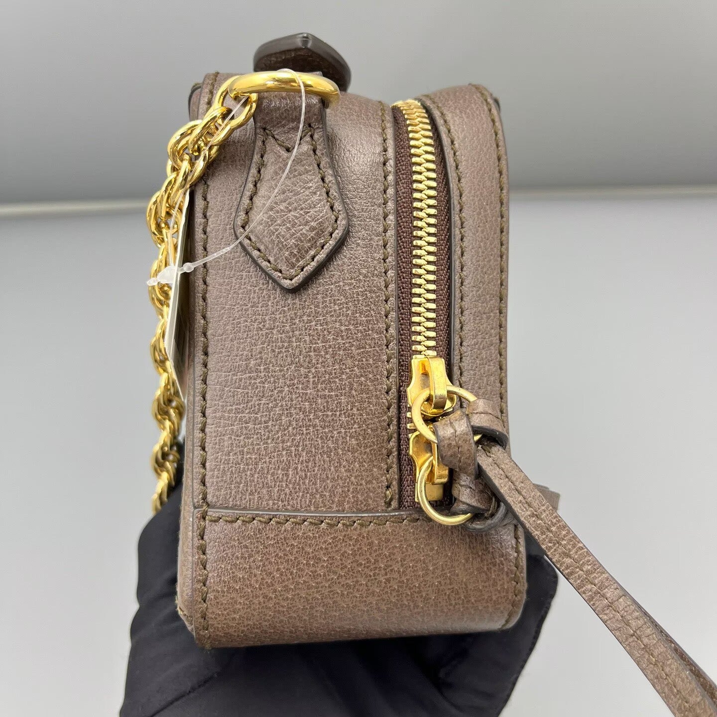 Gucci - Ophidia Box Bag Mini - GG Supreme coated canvas with grained leather trim - Ebony with red and green Web stripe - (mini)