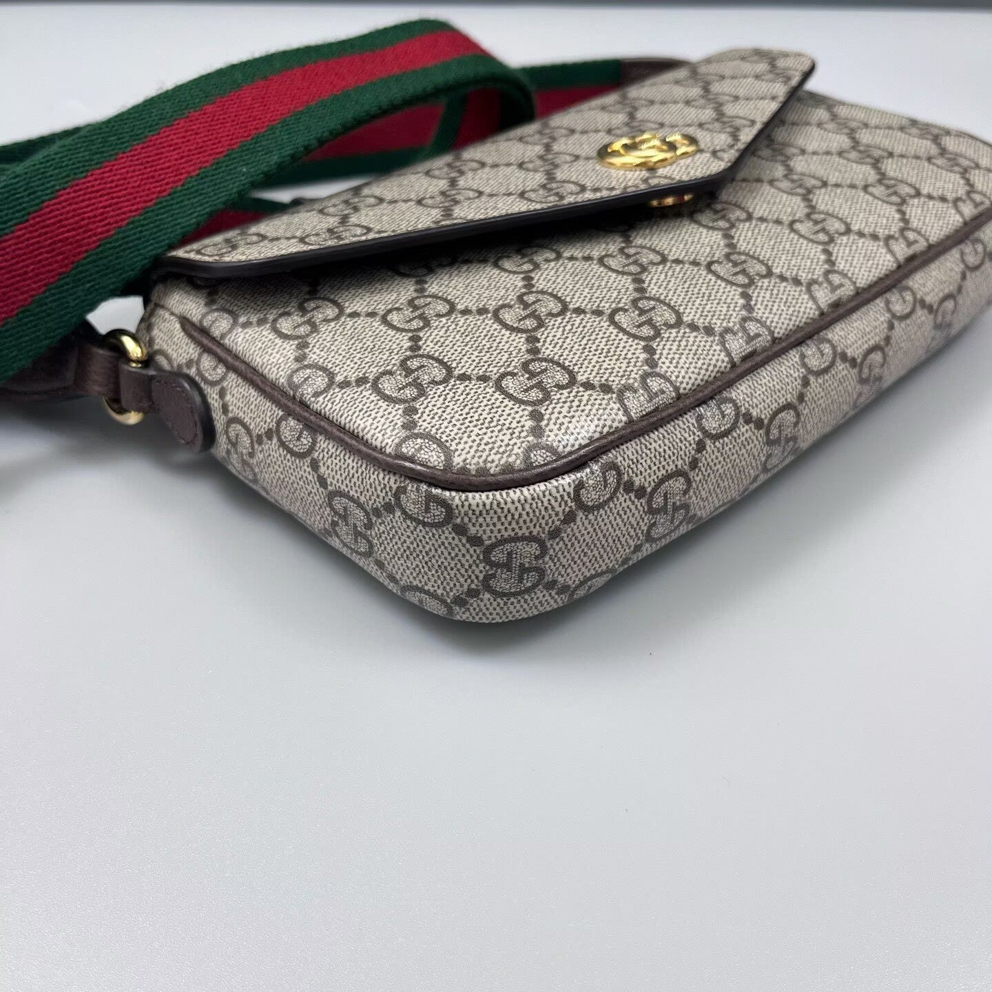 Gucci - Ophidia Envelope WOC - GG Supreme canvas with leather trim - Beige and Brown with Red and Green accents - (Small)