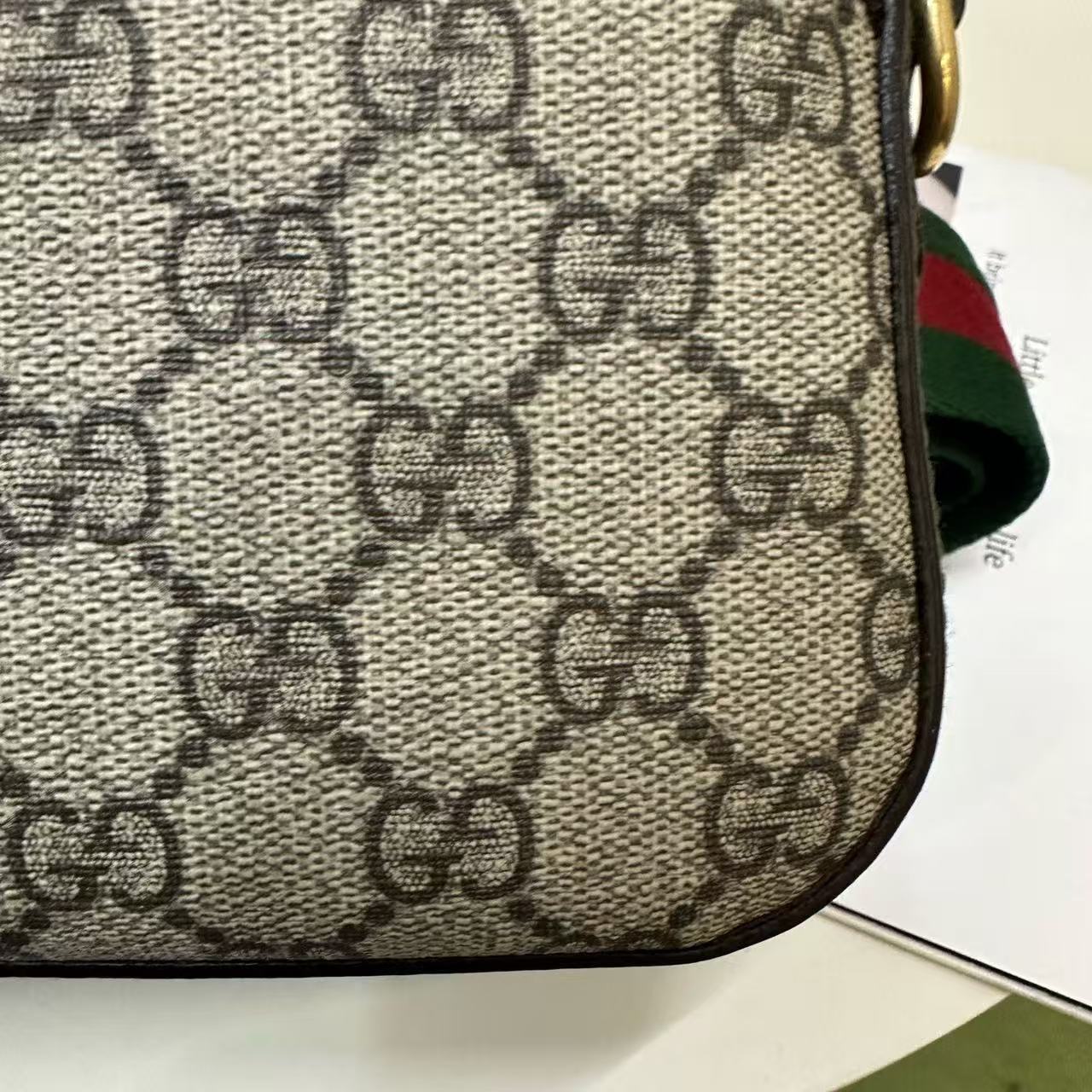 Gucci - Ophidia GG Supreme Camera Bag - GG Supreme canvas with leather trim - Beige and Brown with Green and Red Web - (Small)