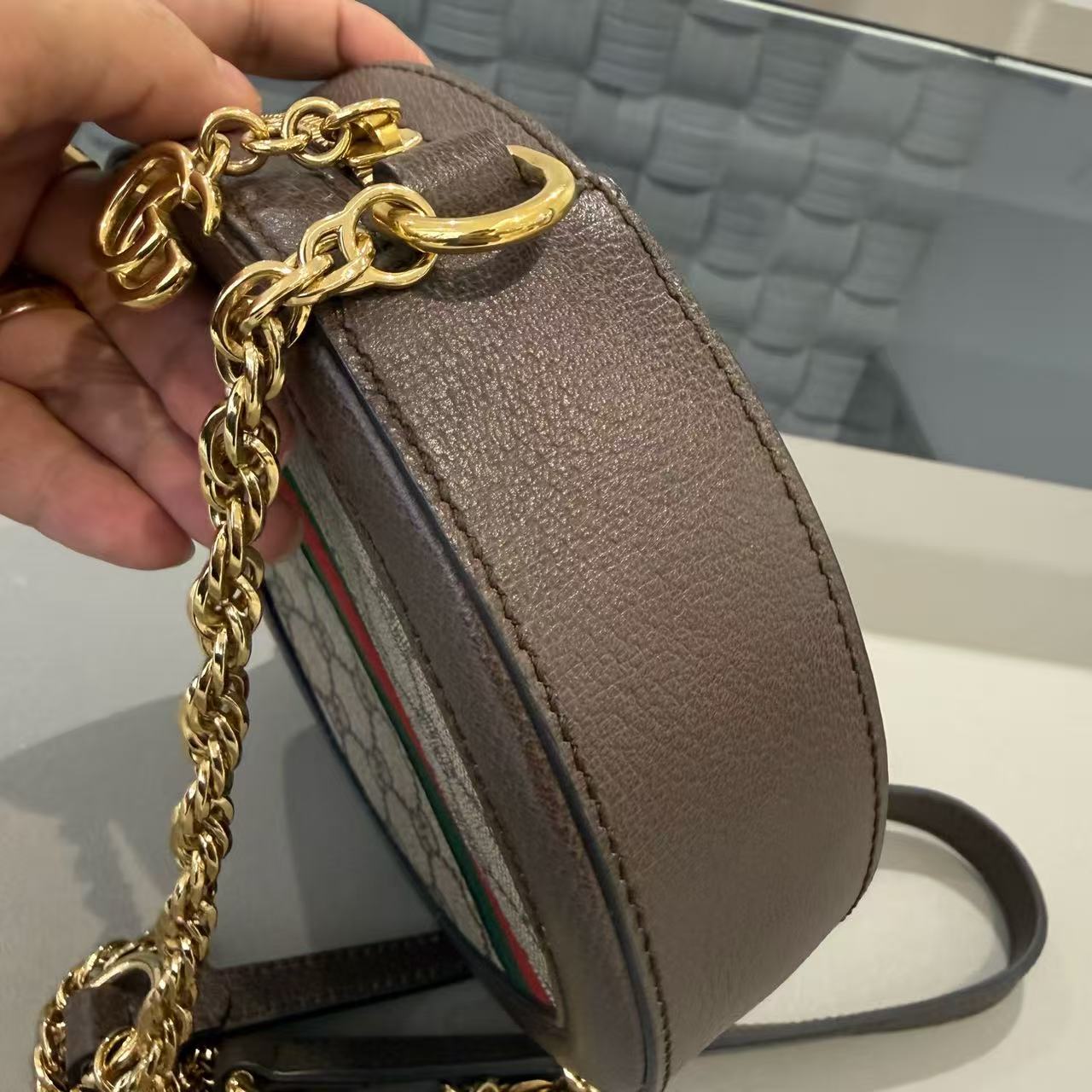 Gucci - Ophidia Mini Round Bag - GG Supreme canvas with brown leather trim - Brown - (mini)