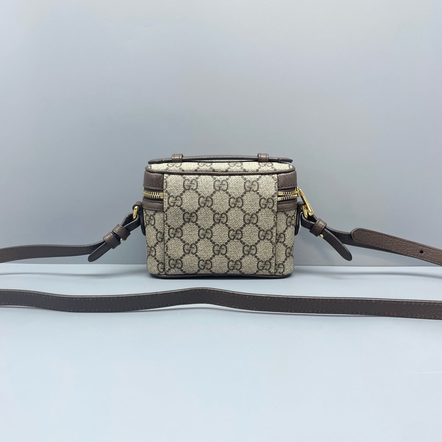 Gucci - Ophidia Mini Vanity Case - GG Supreme canvas with leather trim - Beige and brown with red and green web stripe - (mini)