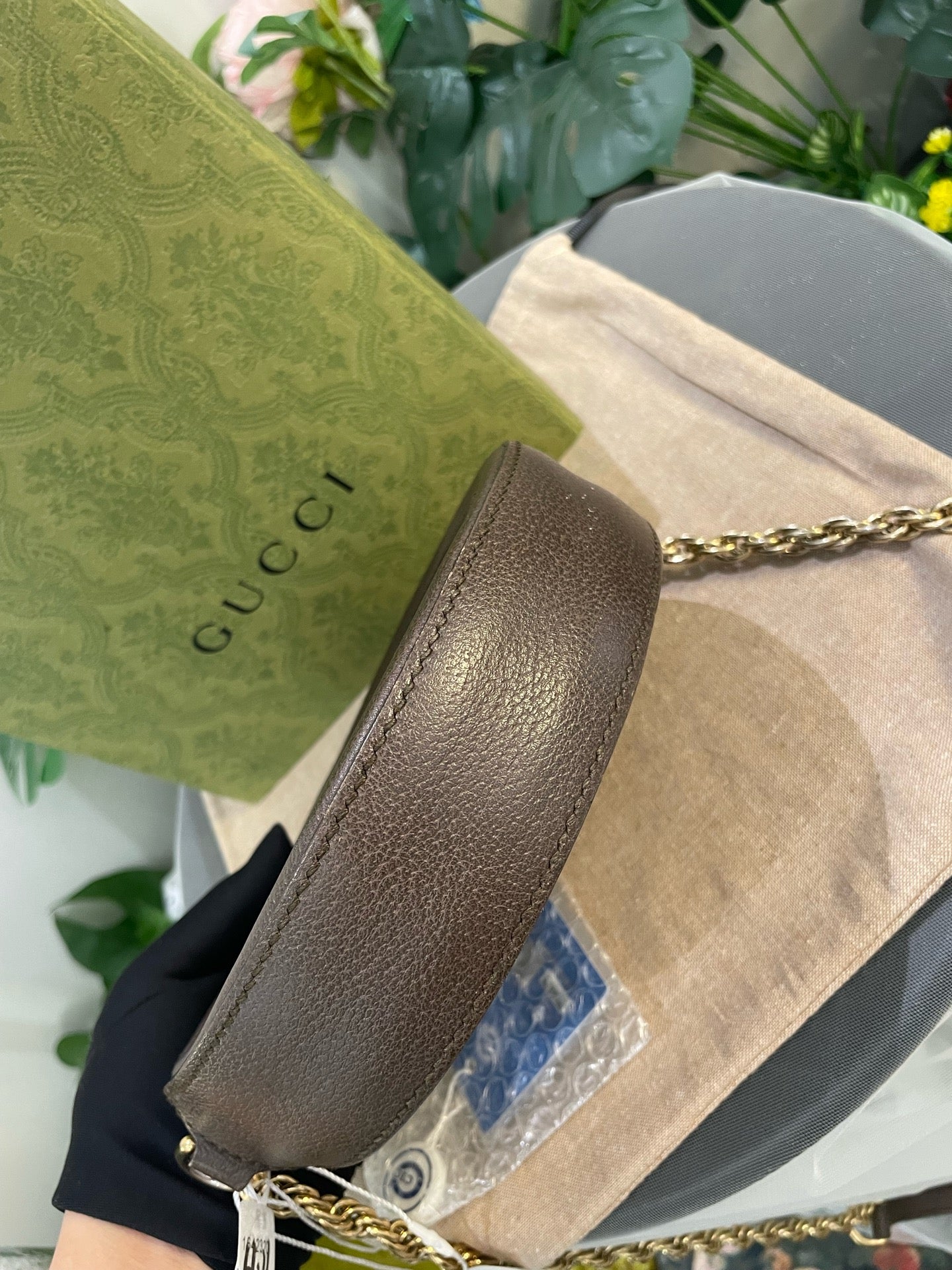 Gucci - Ophidia Round Mini Shoulder Bag - GG Supreme canvas with leather trim - Beige and Brown - (Mini)