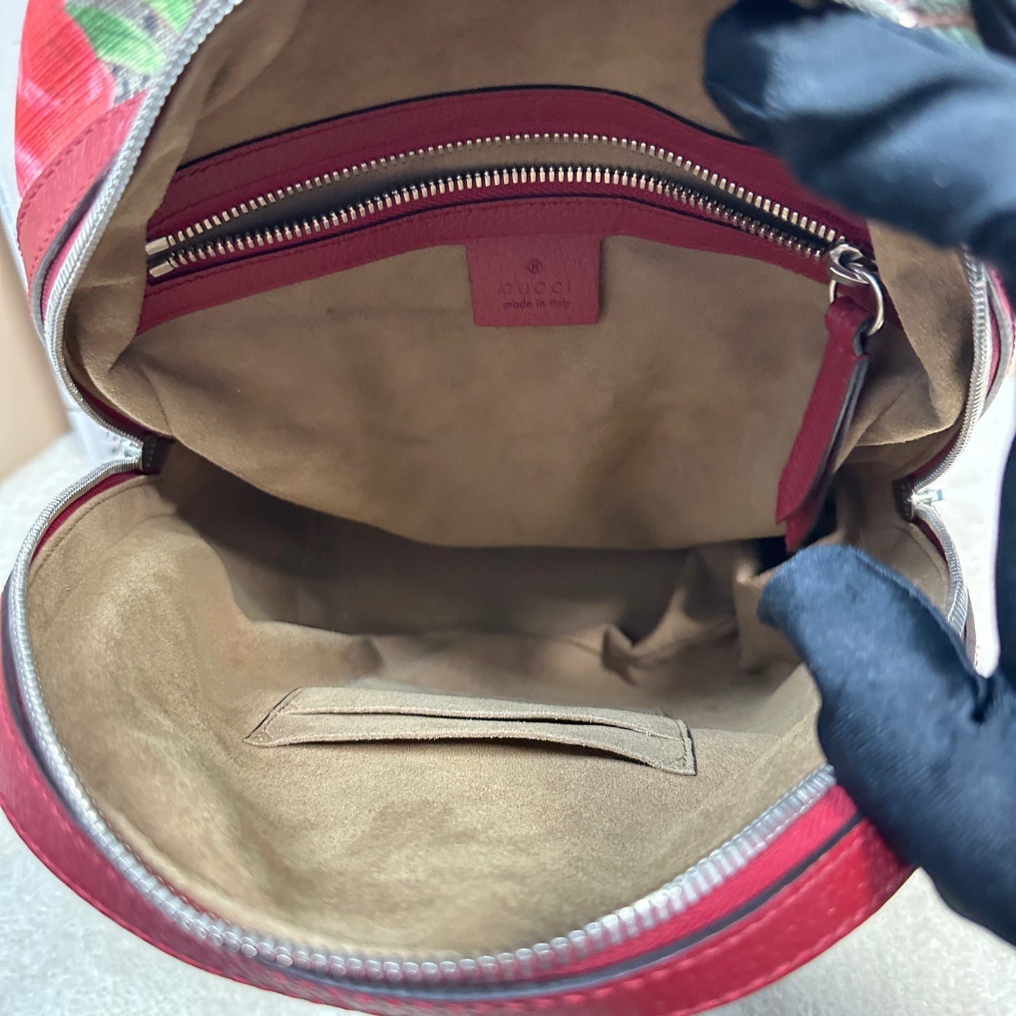 Gucci - Tian Series Floral Backpack - GG Supreme Canvas with Leather trim - Beige, Red and Multicolour - (small)