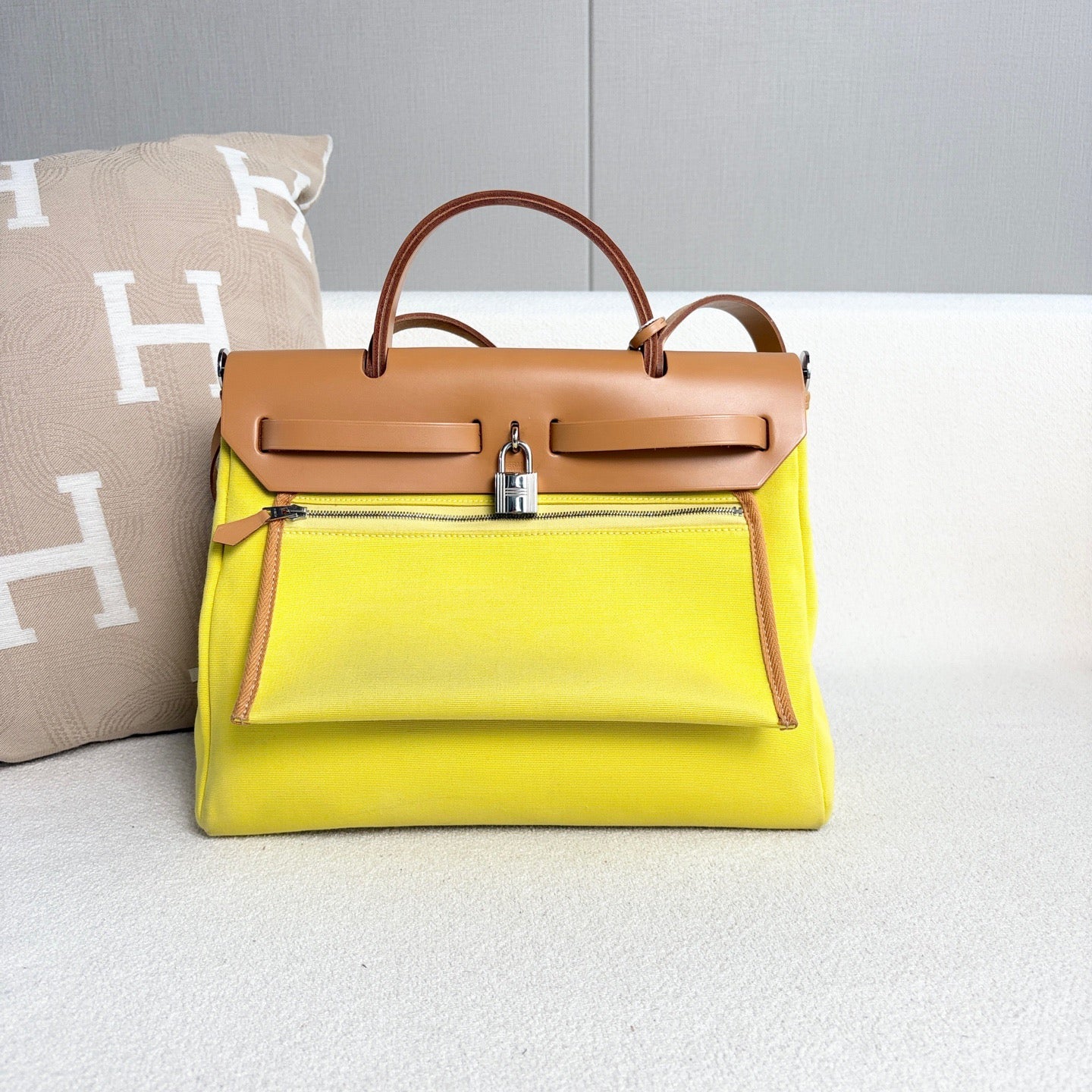 Hermès - Herbag 31 - Cloth - Yellow - (medium)
