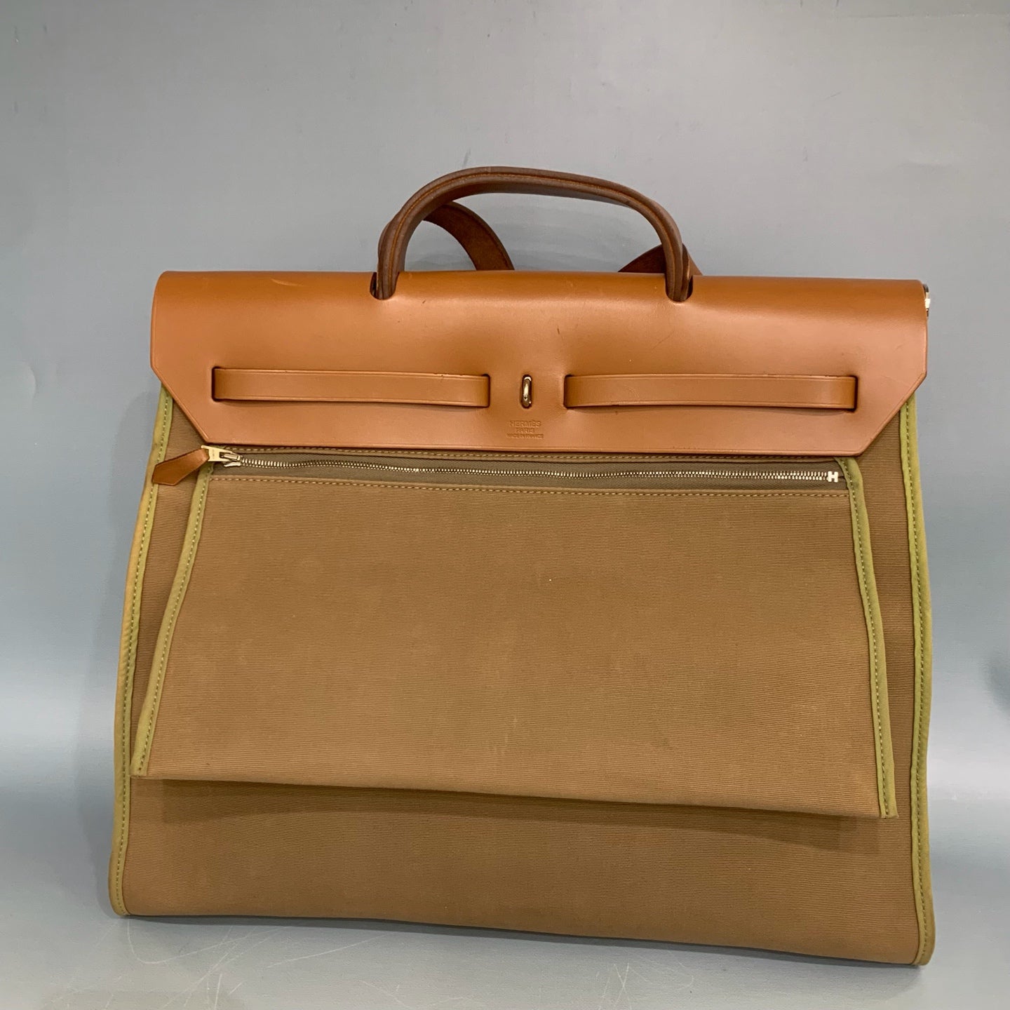 Hermès - Herbag - Canvas and Leather - Ginger Yellow canvas with Tan leather trim - (Large)