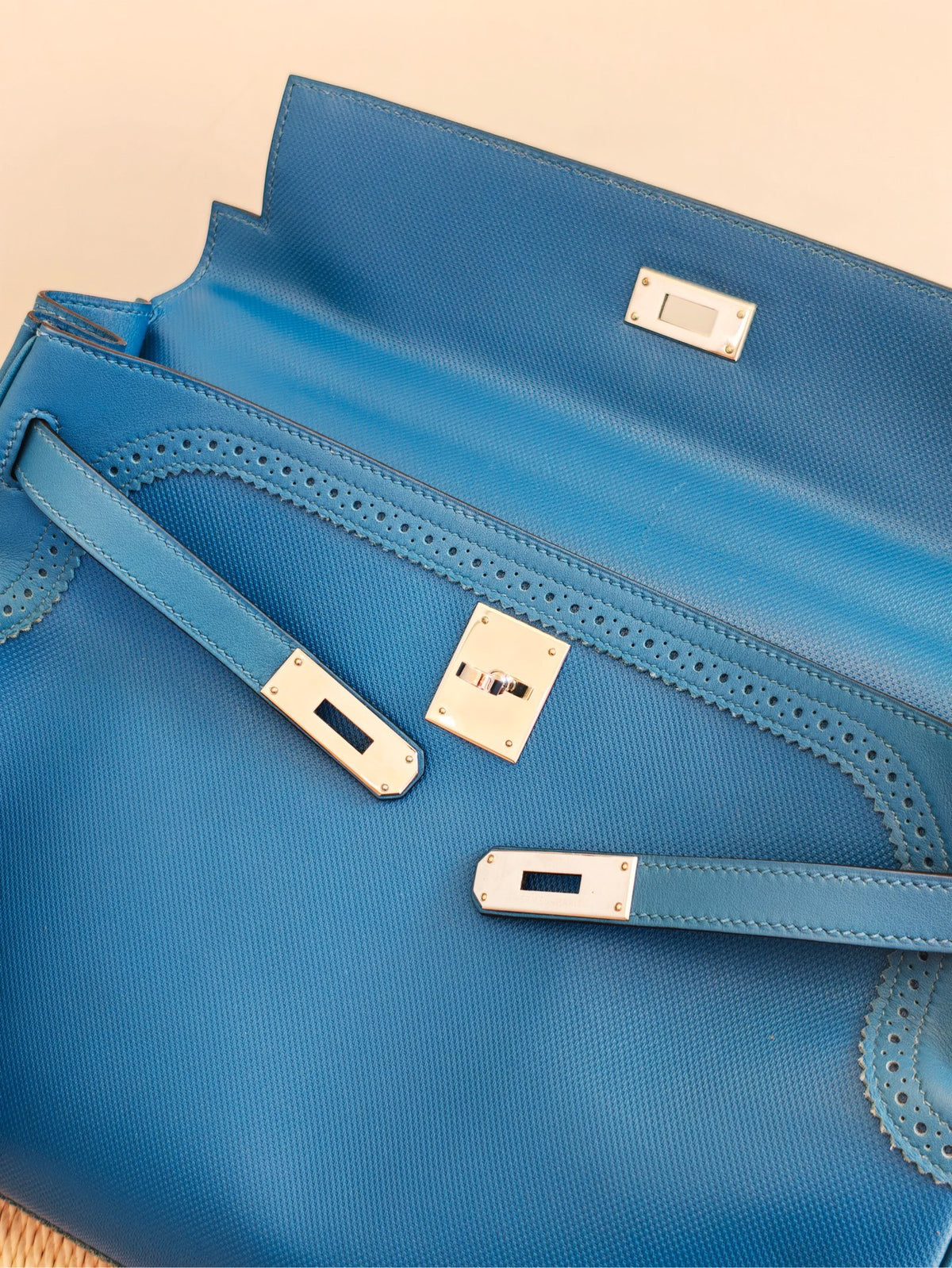 Hermes - Kelly 35 - Cloth - Blue - (medium)