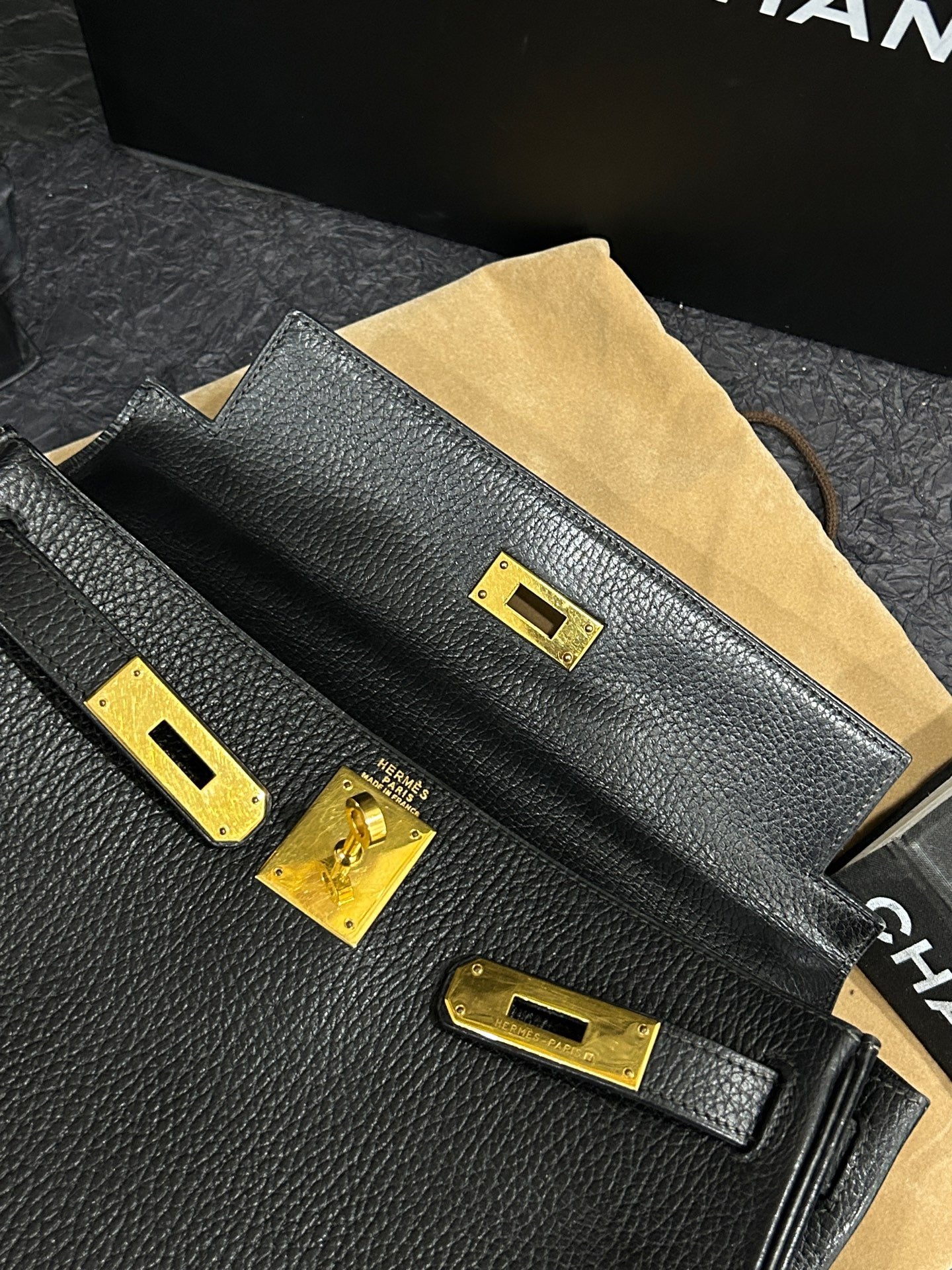 Hermès - Kelly - Leather - Black - (28cm)