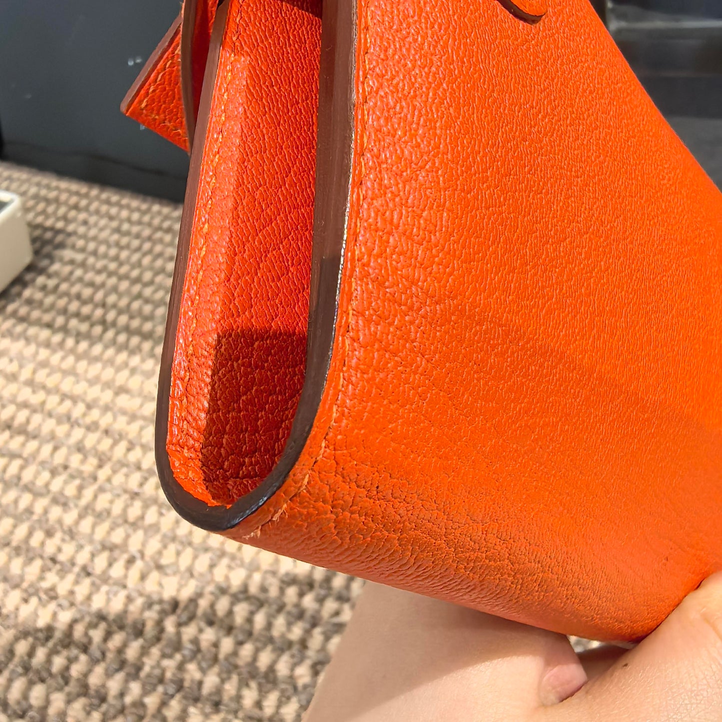 Hermes - Kelly - Leather - Orange - (medium)