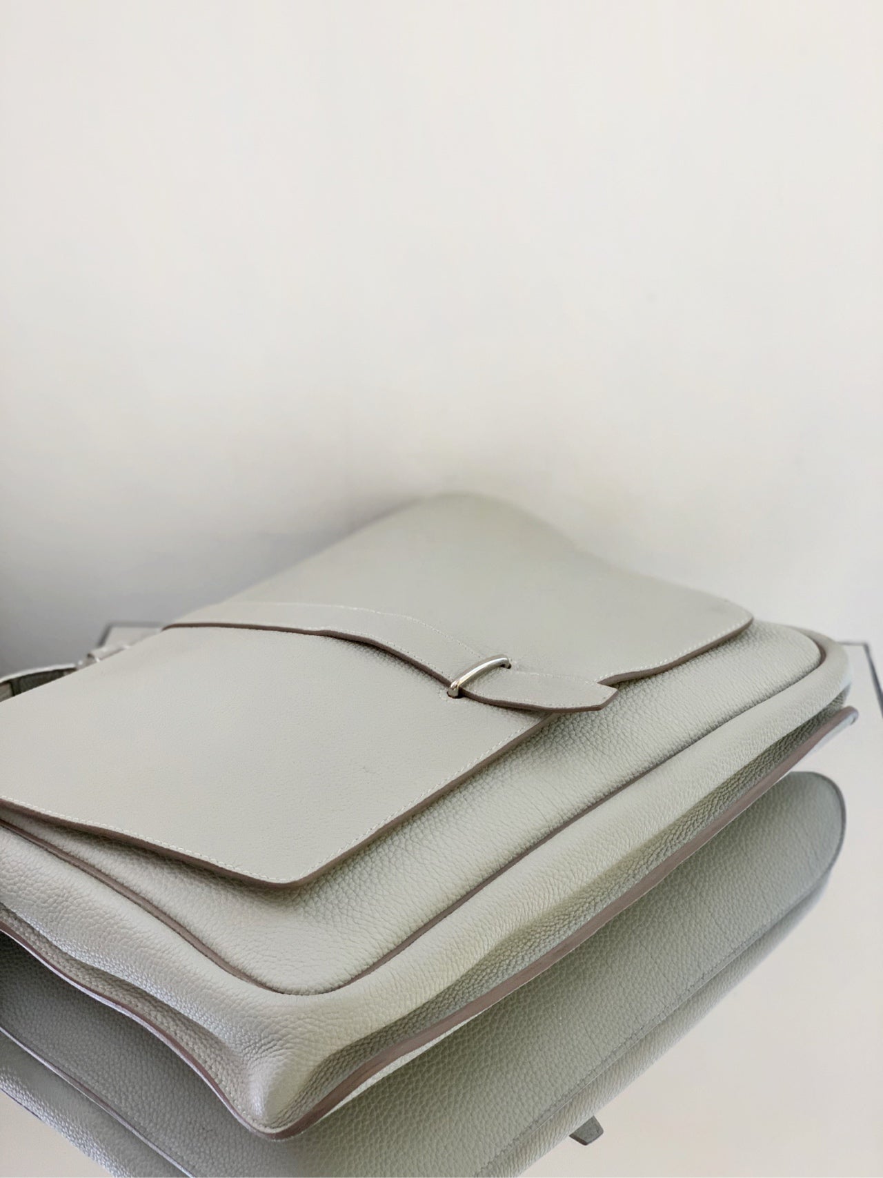 Hermes - Steve light junior - Togo leather - Grey - (medium)
