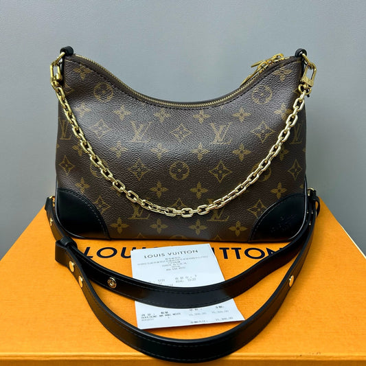 Louis Vuitton - Monogram Croissant Hobo Bag - Monogram coated canvas with black leather trim - Brown - (Small)