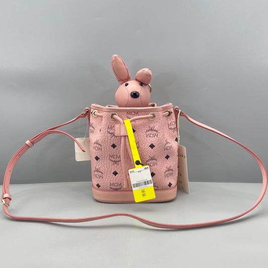 MCM - Visetos Rabbit Bucket Bag - Grained leather with Visetos monogram print - Pink - (mini)