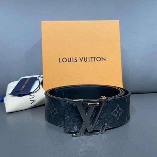 Louis Vuitton - LV Initiales Belt - Monogram Eclipse coated canvas and leather - Black