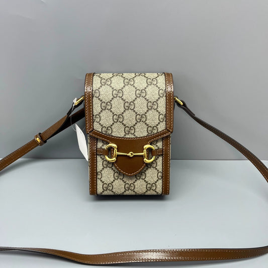 Gucci - Horsebit 1955 Phone Case - GG Supreme canvas with leather trim - Beige and Brown - (Mini)
