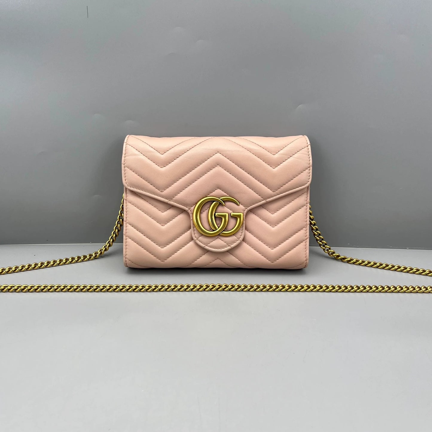 Gucci - GG Marmont Matelassé Chain Wallet (WOC) - Leather - Pink - (mini)