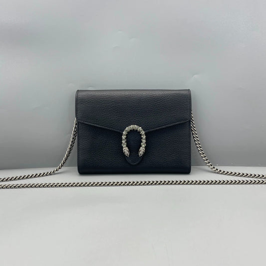 Gucci - Dionysus Wallet on Chain (WOC) - Grained leather - Black - (Small)
