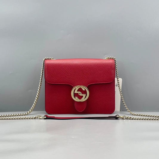 Gucci - Interlocking G Flap Bag - Leather - Red - (Small)
