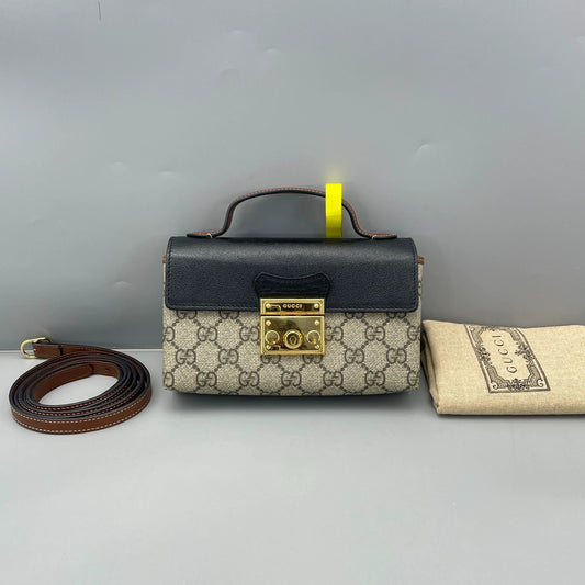 Gucci - Padlock Mini Top Handle Bag - GG Supreme coated canvas with smooth leather trims and handle - Multicolour - (mini)