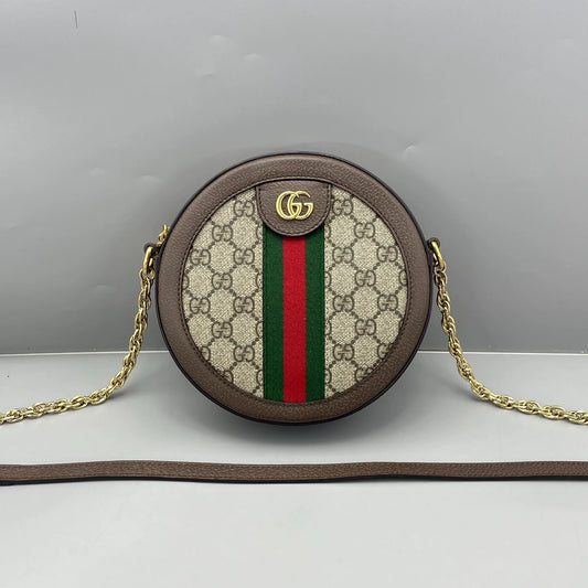 Gucci - Ophidia Mini Round Shoulder Bag - GG Supreme canvas with leather trim - Brown - (mini)