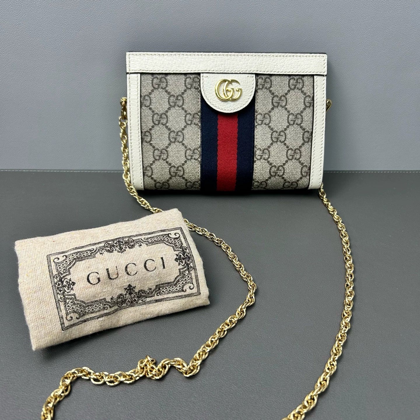 Gucci - Ophidia Mini Clip Bag - GG Supreme canvas with pebbled leather trim - Multicolour - (mini)