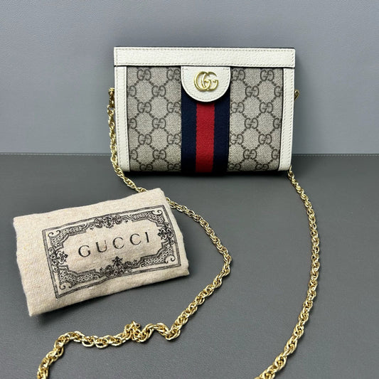 Gucci - Ophidia Mini Clip Bag - GG Supreme canvas with pebbled leather trim - Multicolour - (mini)