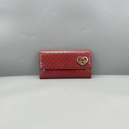 Gucci - Double G Heart Wallet - Patent leather - Pink - (Medium)