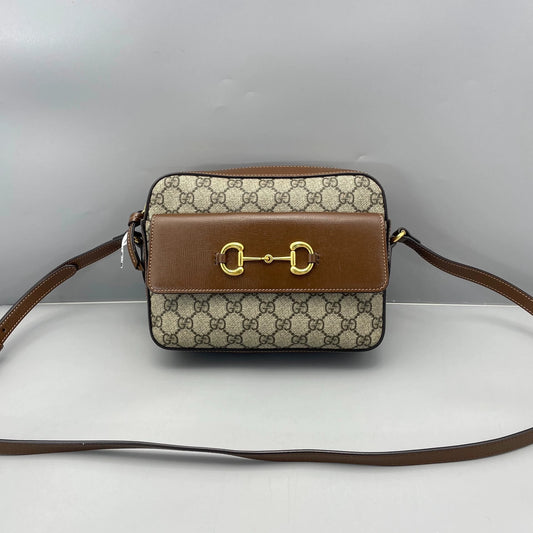 Gucci - Horsebit 1955 Camera Bag - GG Supreme canvas with leather trim - Beige and Brown - (small)