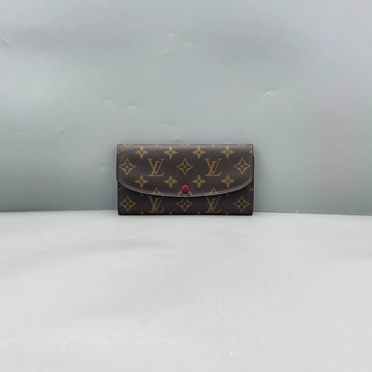 Louis Vuitton - Portefeuille Sarah - Monogram canvas with grained leather interior - Brown with purple-red accent - (medium)