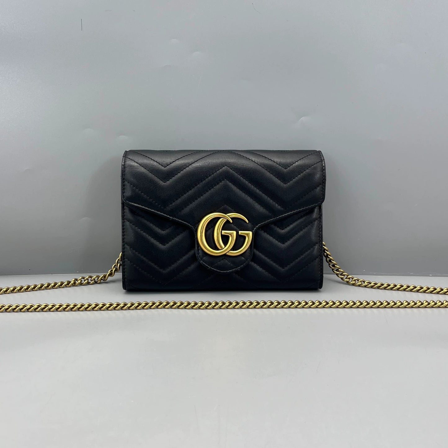 Gucci - GG Marmont Wallet on Chain (WOC) - Leather - Black - (small)